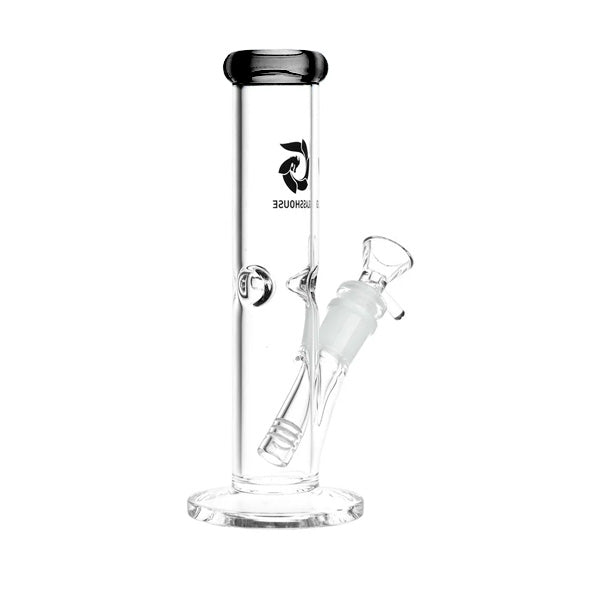 Glass House 7.75" Pinched Straight Tube Borosilicate Glass Bong w/Colour Accents