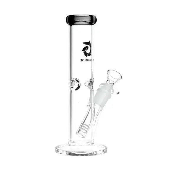 Glass House 7.75" Pinched Straight Tube Bong made from durable borosilicate glass - Black