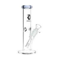 Glass House 7.75" Pinched Straight Tube Glass Water Pipe - White accents