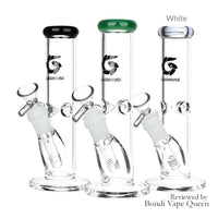 Glass House 7.75" Pinched Straight Tube Glass Water Pipe - White accents