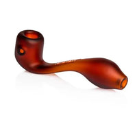 Grav 5.5 inch sandblasted borosilicate glass Sherlock pipe classic design - matte amber