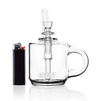 Grav Labs Sip Series pocket coffee mug bubbler clear glass compact water pipe - size