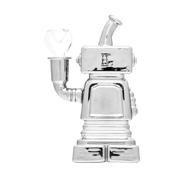 Hemper Hi-Robot 5.9" glass water pipe with futuristic design and percolator function - back