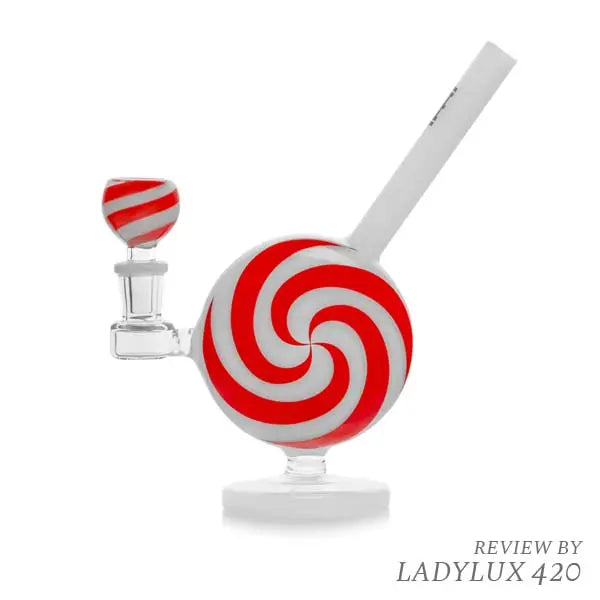 Hemper Jollypop Candy Cane 6.75" Glass Bong – Sweet Xmas Style Water Pipe - side