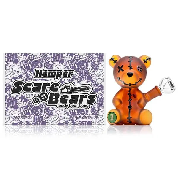 Hemper Scare Bears Teddy Bear Bong novelty glass water pipe for smooth smoking - box