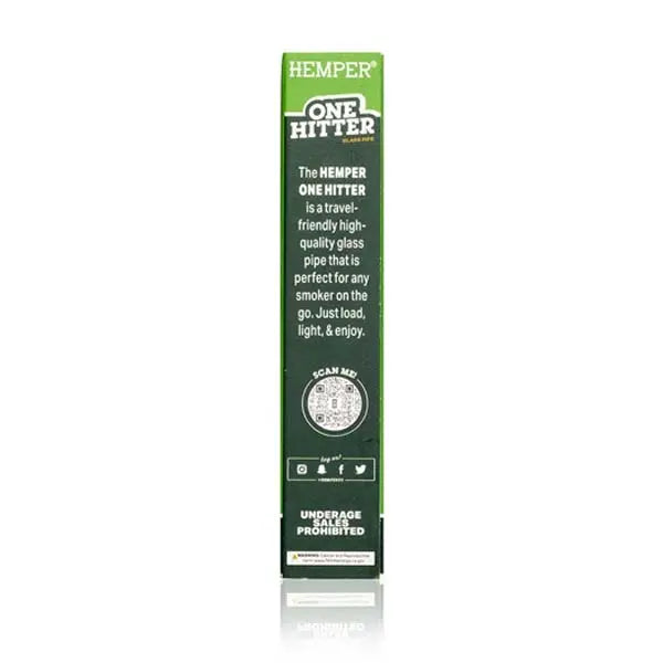 Hemper Tech Clear One Hitter Pipe for Dry Herb Smoking Accessories - box back