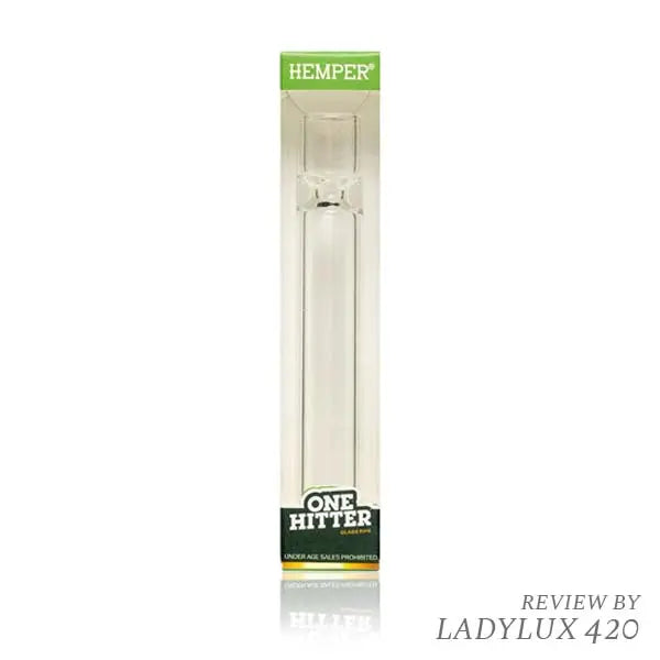 Hemper Tech Clear One Hitter Pipe for Dry Herb Smoking Accessories - box front