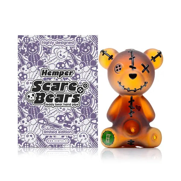 Hemper Tech Scare Bears Teddy Bear Hand Pipe Limited Edition Glass Smoking Pipe - box