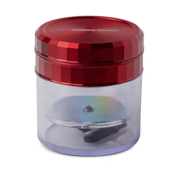 Human Grade 2.5 inch aluminum storage grinder Model 1A – sleek, durable herb grinder - red