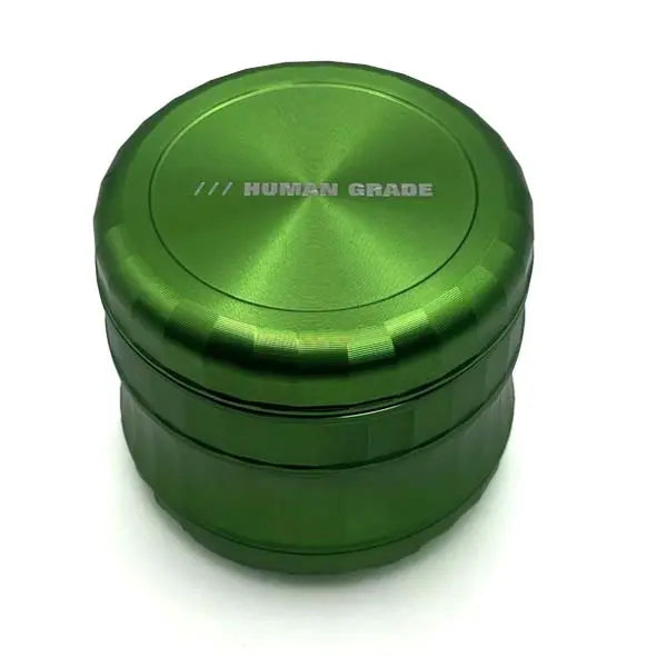Human Grade 2.5" 4-Piece Aluminium Grinder – Durable Metal Herb Mill for Smooth Grinding - green hero