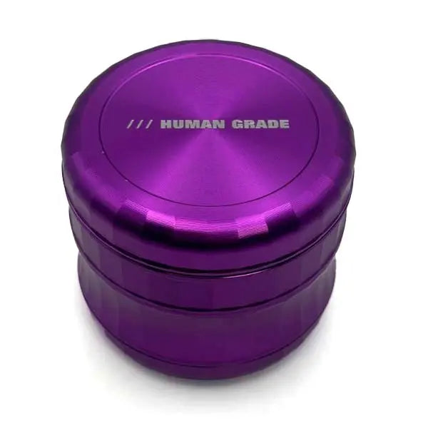 Human Grade 2.5" 4-Piece Aluminium Grinder – Durable Metal Herb Mill for Smooth Grinding - purple hero
