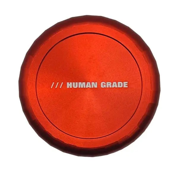 Human Grade 2.5" 4-Piece Aluminium Grinder – Durable Metal Herb Mill for Smooth Grinding - red top