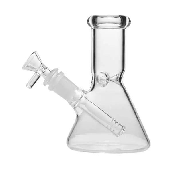 Human Grade 6 inch mini beaker bong, compact glass water pipe for smooth hits - clear