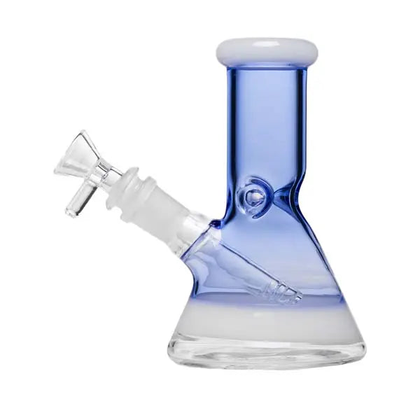 Human Grade 6 inch mini beaker bong, compact glass water pipe for smooth hits - blue