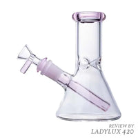 Human Grade 6 inch mini beaker bong, compact glass water pipe for smooth hits - pink