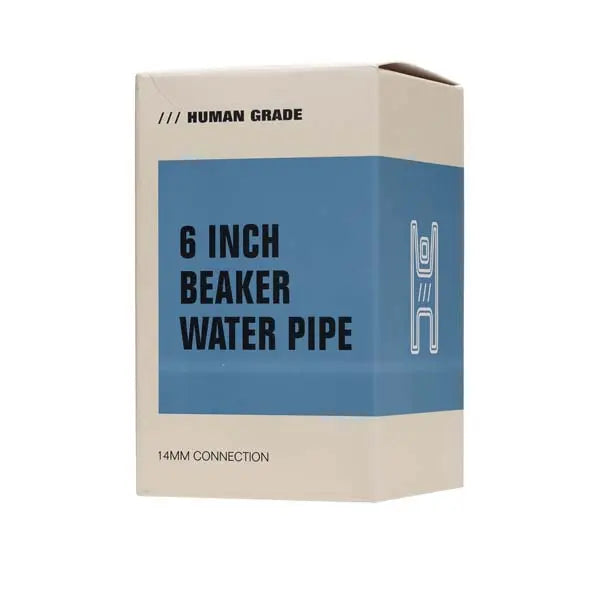 Human Grade 6 inch mini beaker bong, compact glass water pipe for smooth hits - box