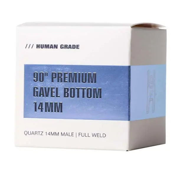 Human Grade 90° Full Weld Clear Quartz Male Banger with Gavel Bottom Premium Dab Nail - box