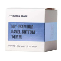 Human Grade 90° Full Weld Clear Quartz Male Banger with Gavel Bottom Premium Dab Nail - box