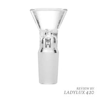 Human Grade clear glass flower bowl with handle for smooth airflow and easy grip