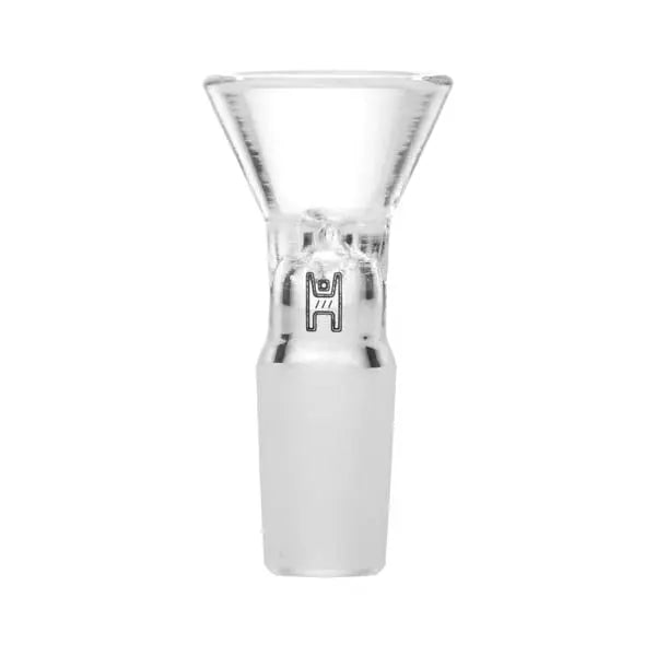 Human Grade clear glass flower bowl with handle, 10mm male replacement bong bowl piece - back
