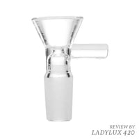 Human Grade clear glass flower bowl with handle, 10mm male replacement bong bowl piece