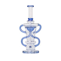 Human Grade straight recycler dab rig with blue accents – durable, sleek design for smooth hits. Back