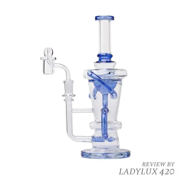 Human Grade straight recycler dab rig with blue accents – durable, sleek design for smooth hits. Hero