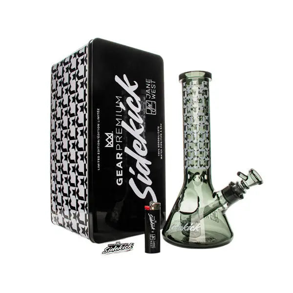 Jane West Sidekick Limited Edition glass water pipe by GEAR Premium for smooth sessions. Set