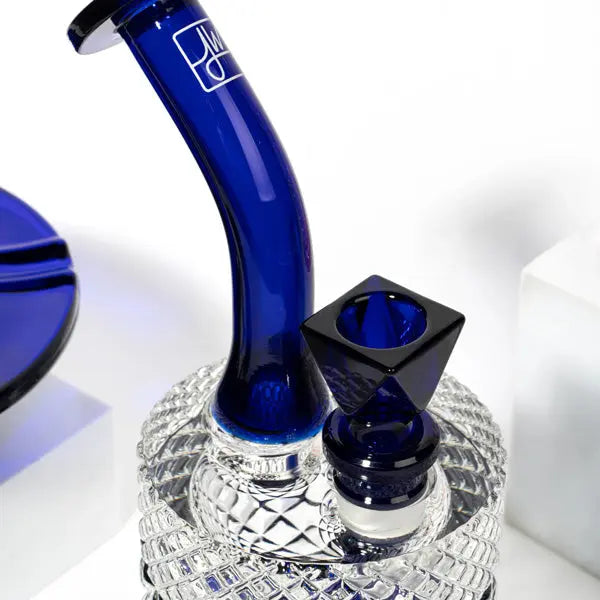 Jane West 20's Collection Bubbler – Elegant Glass Water Pipe for Smooth Smoking Experience - cobalt blue close up