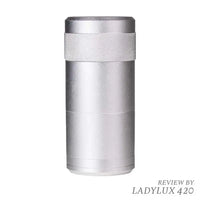 MJ Arsenal Capsule dugout with built-in grinder and storage for dry herb use - silver front