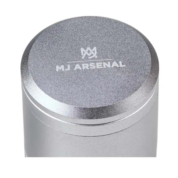 MJ Arsenal Capsule dugout with built-in grinder and storage for dry herb use - silver top