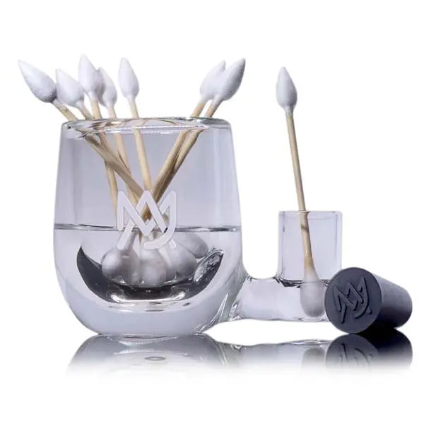 MJ Arsenal pink glass ISO cleaning station for bongs and dab rigs - cotton bud