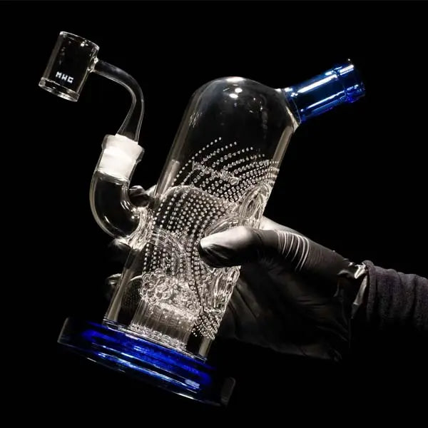 Milkyway Chakra Level 1 8" Light Blue Dab Rig Bubbler - hand
