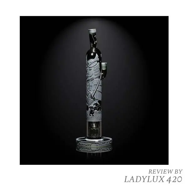 Milkyway Glass Femme Samurai 16-inch dab rig with artistic etched design and perc system