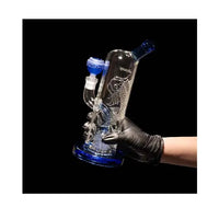 Milkyway Glass Koi Carp 10.5" water pipe with blue accents and etched design - hand