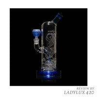 Milkyway Glass Koi Carp 10.5" water pipe with blue accents and etched design - right