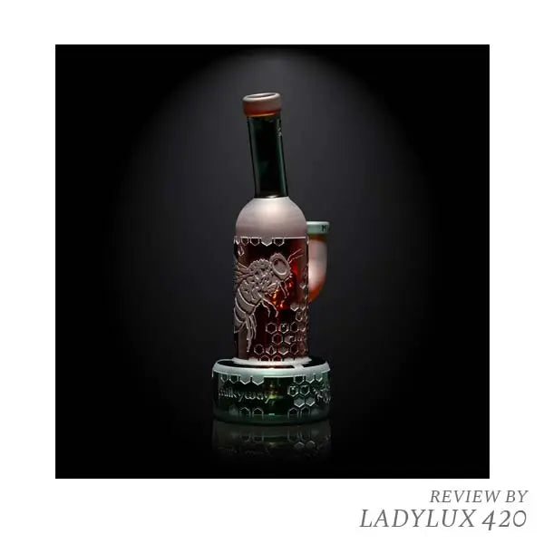 Milkyway Pollinator 8" dab rig amber green glass recycler for concentrates - front