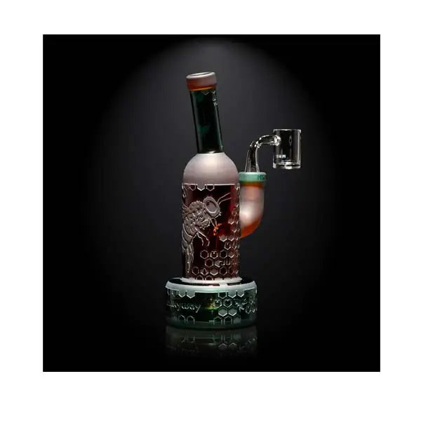 Milkyway Pollinator 8" dab rig amber green glass recycler for concentrates - right