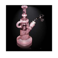 Milkyway Space Odyssey 9 inch pink recycler dab rig with incycler design - side - right