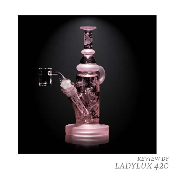 Milkyway Space Odyssey 9 inch pink recycler dab rig with incycler design - side