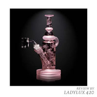Milkyway Space Odyssey 9 inch pink recycler dab rig with incycler design - side