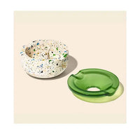 NWTN Symi recycled terrazzo and green borosilicate glass ashtray, modern designer smoking accessory - apart