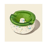 NWTN Symi recycled terrazzo and green borosilicate glass ashtray, modern designer smoking accessory - full
