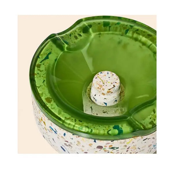 NWTN Symi recycled terrazzo and green borosilicate glass ashtray, modern designer smoking accessory - top