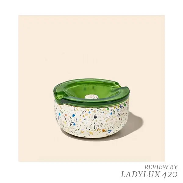 NWTN Symi recycled terrazzo and green borosilicate glass ashtray, modern designer smoking accessory - main