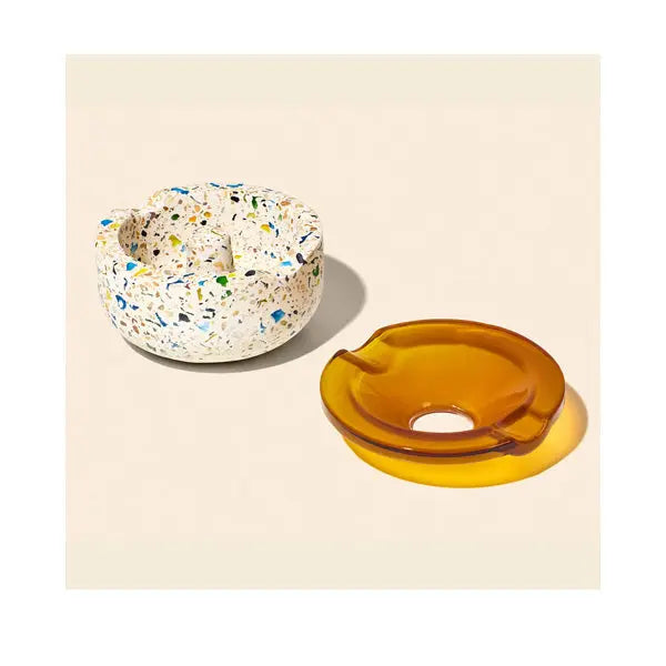 NWTN Symi recycled terrazzo and baltic amber borosilicate glass ashtray, modern designer smoking accessory - main apart