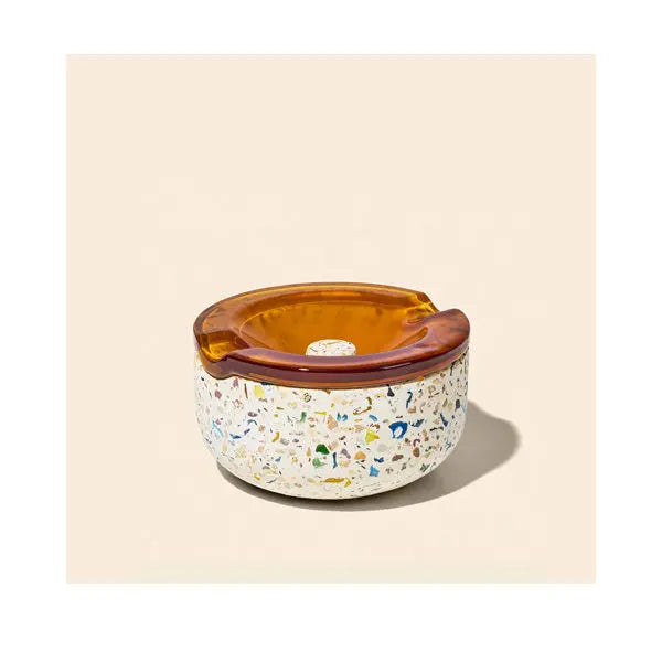 NWTN Symi recycled terrazzo and baltic amber borosilicate glass ashtray, modern designer smoking accessory - main