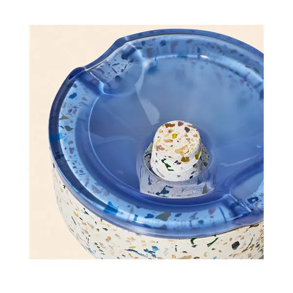 NWTN Symi recycled terrazzo and maritime borosilicate glass ashtray, modern designer smoking accessory - top