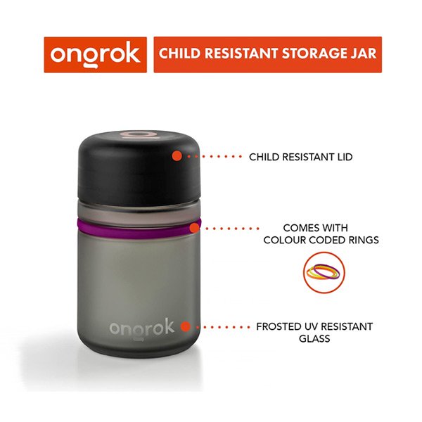 Ongrok 80ml_6.2g Child Resistant Frosted Glass Storage Jars - Single copy