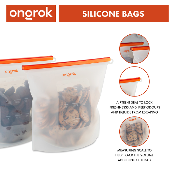 Ongrok Silicone Airtight Storage Bags 3000ml x2 - Fast shipping Australia-wide
